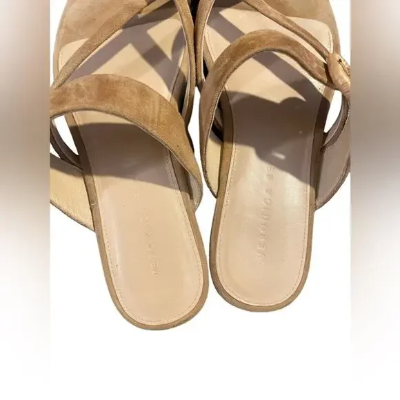 Veronica Beard Salva Raffia Buckle Suede Flat Sandals Sz 8 - Picture 3 of 5